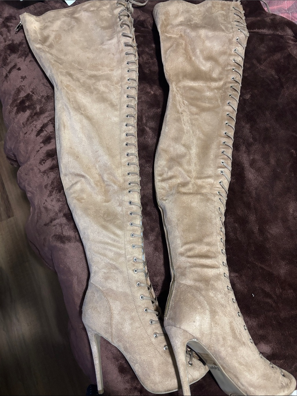 ZiGI Girl “Piarry “ Over-the-Knee Lace-Up Suede Stiletto Boots - Tan never worn